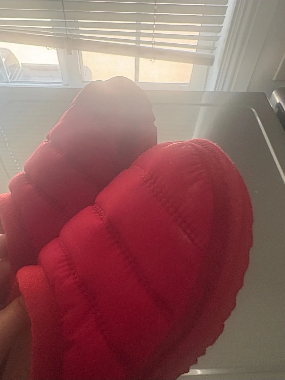 UGG Kids Red Puffer Slip-On Slippers